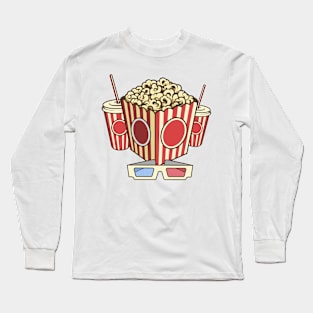 Popcorn Bag,Soda and 3D Glasses Long Sleeve T-Shirt